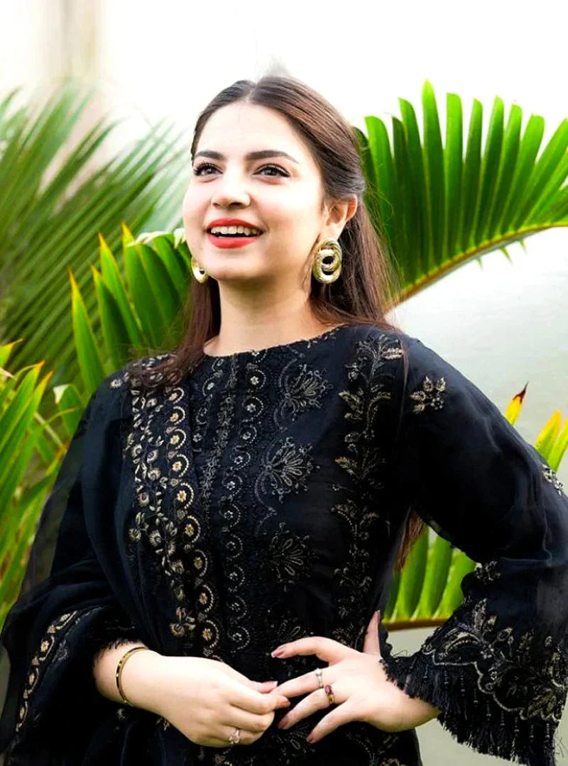Lawn 3PC Embroidered Shirt with Organza Embroidered Dupatta- 5012