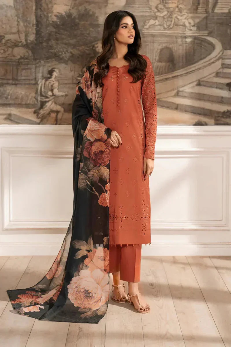Lawn-3PC Embroidered Shirt with Digital Printed Chiffon Dupatta-5072