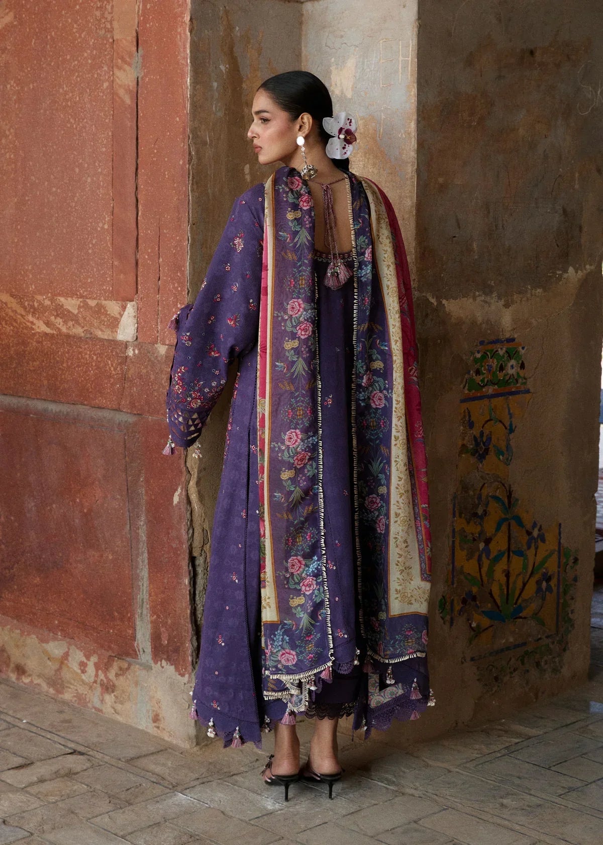 Hussain Rehar ZAN Unstitched Embroidered Lawn 3Pc Suit - Mor