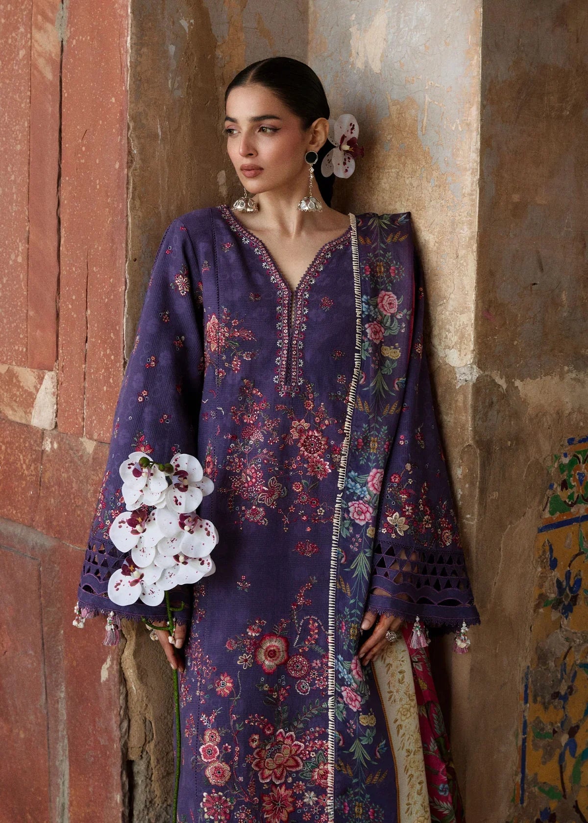 Hussain Rehar ZAN Unstitched Embroidered Lawn 3Pc Suit - Mor