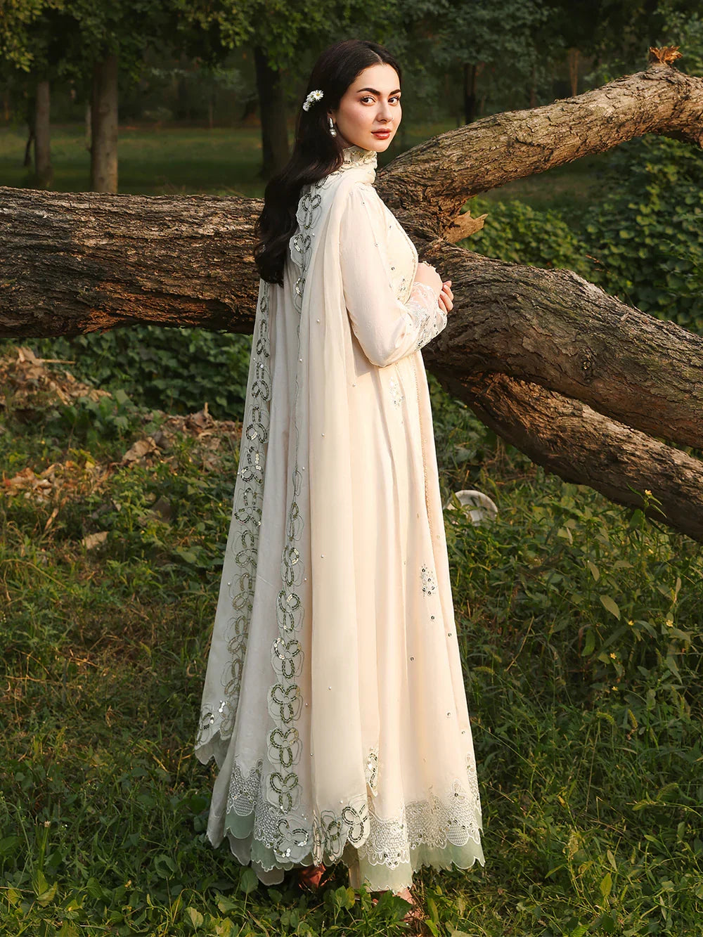 Lawn-3PC Sequence Embroidered With Khadi Net Embroidered Dupatta-5249
