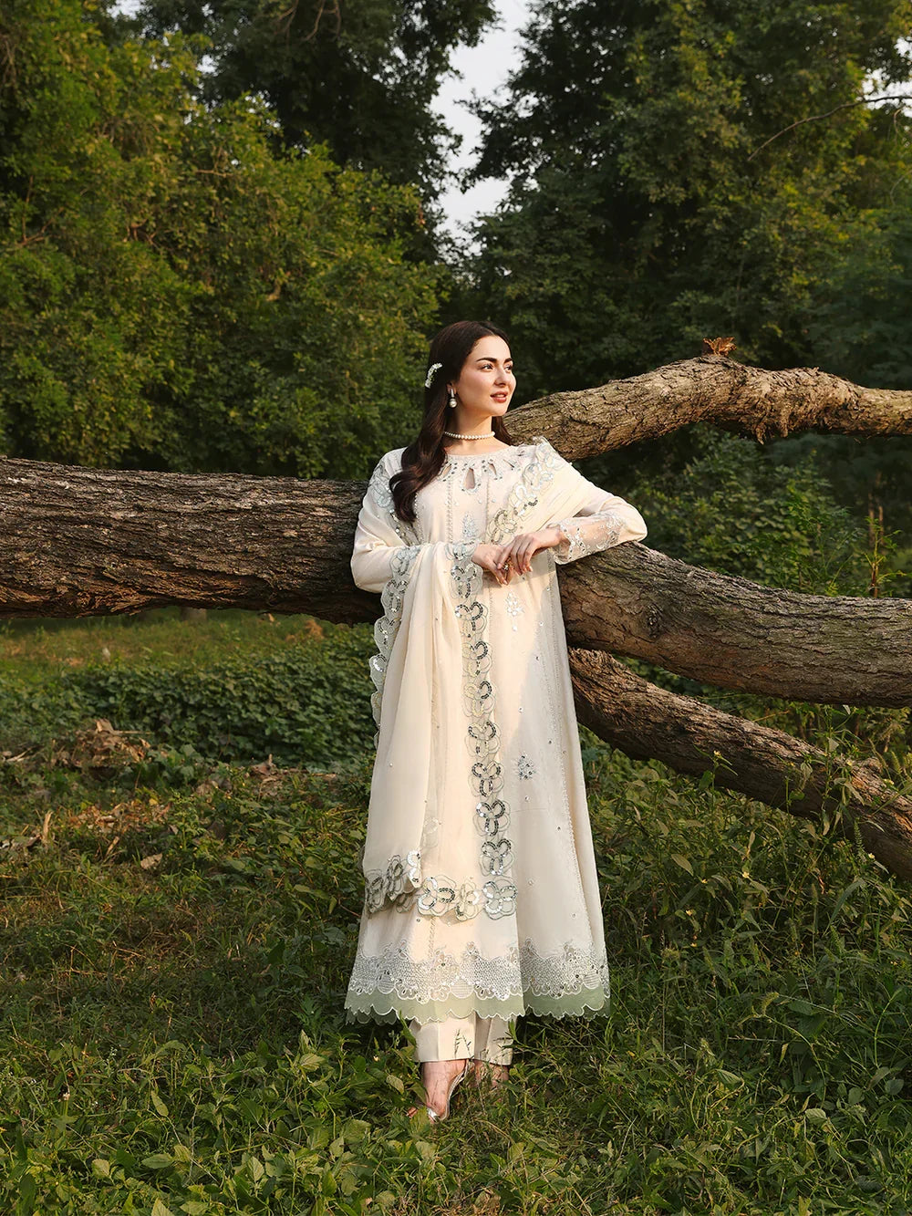 Lawn-3PC Sequence Embroidered With Khadi Net Embroidered Dupatta-5249