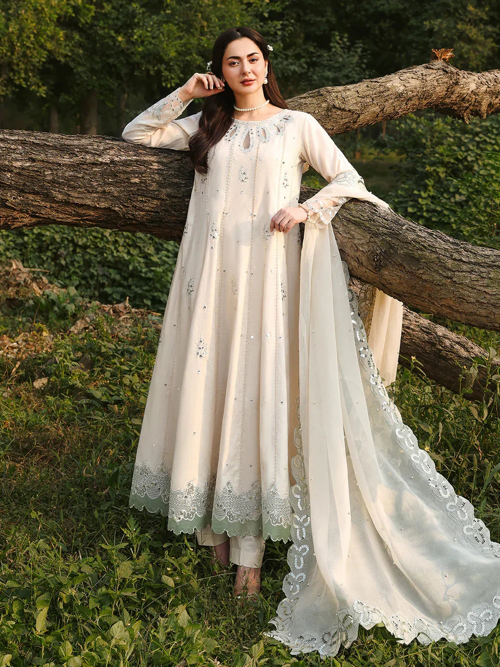 Lawn-3PC Sequence Embroidered With Khadi Net Embroidered Dupatta-5249