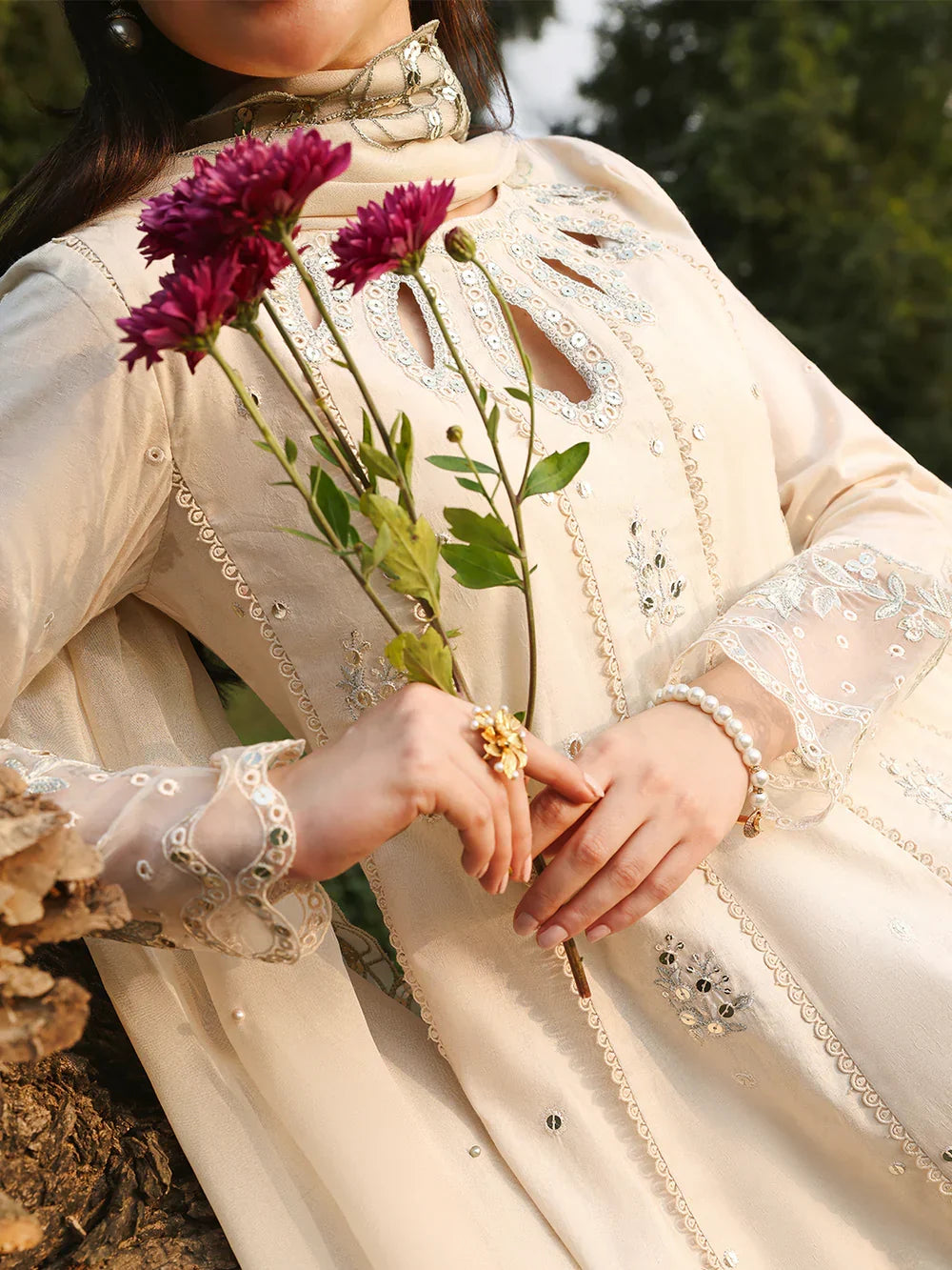Lawn-3PC Sequence Embroidered With Khadi Net Embroidered Dupatta-5249
