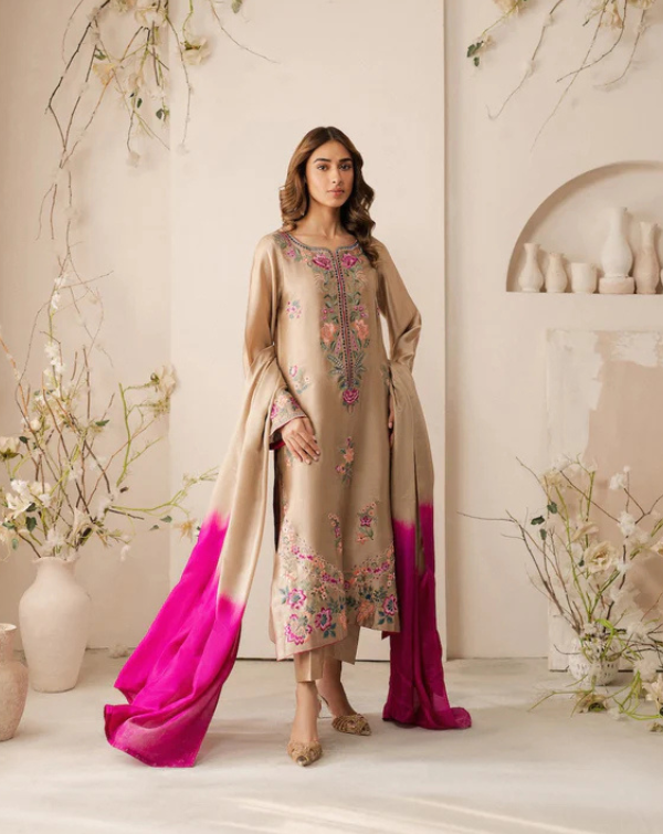 Lawn-3PC Embroidered Shirt with Chiffon Tie Dye Dupatta- 5105