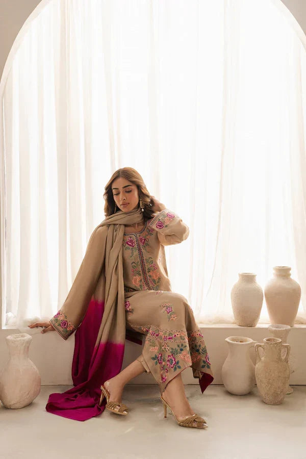 Lawn-3PC Embroidered Shirt with Chiffon Tie Dye Dupatta- 5105